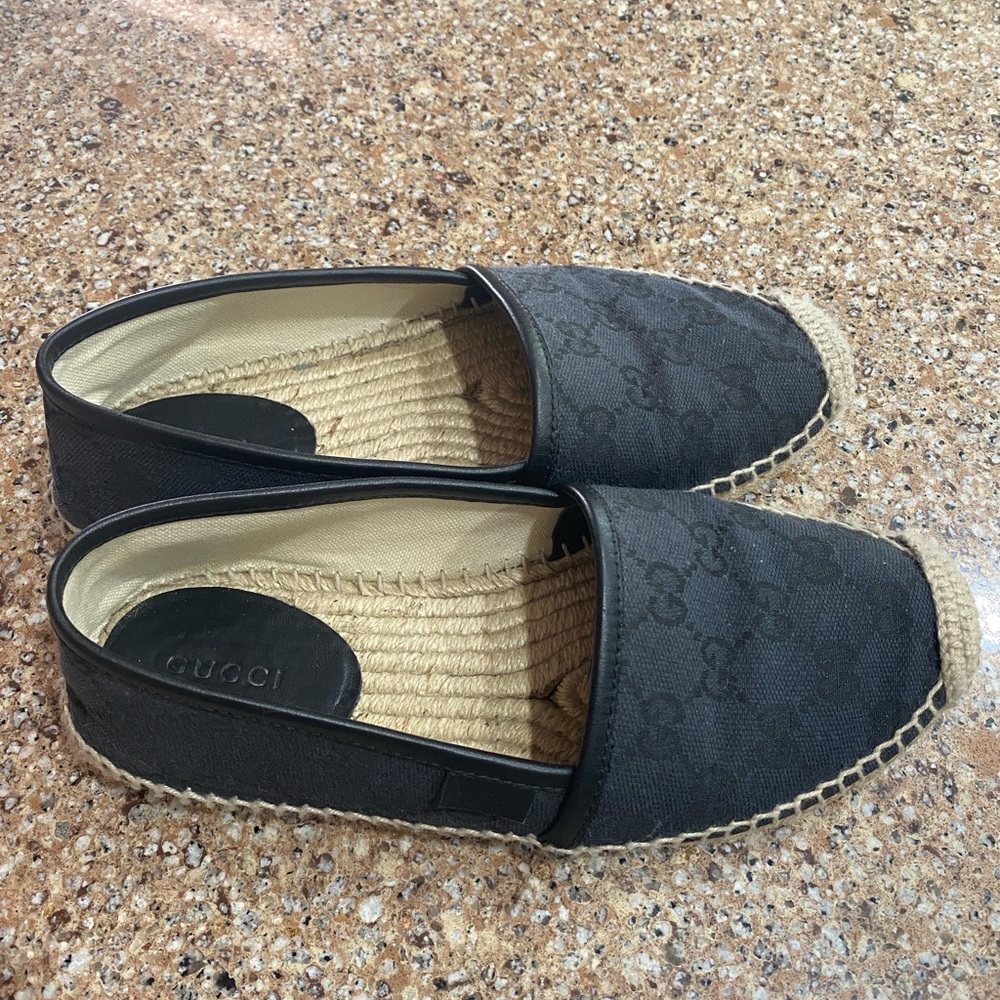 Authentic Gucci Canvas Espadrille Flats Size 35 - Picture 2 of 12